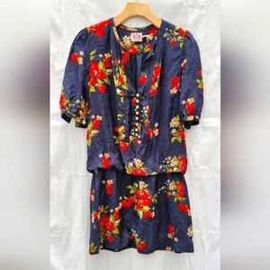 Juicy Couture Navy Dress with Strawberries and Floral Design Size 4P